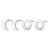 Sun Moon Stud Earrings Set Silver
