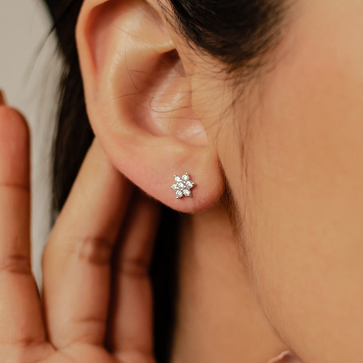 Sunburst Stud Earrings Sterling Silver