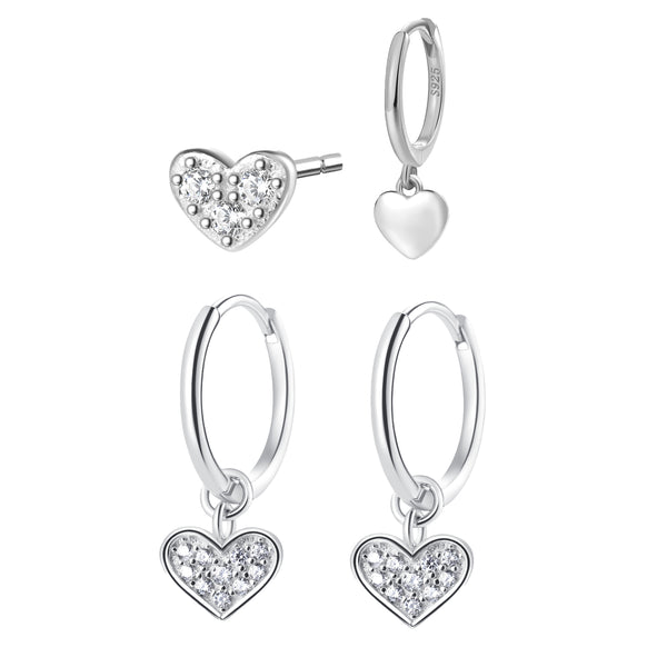 Sweetheart Earring Set Sterling Silver – Hey Happiness
