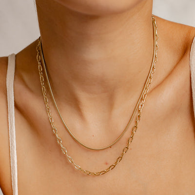 Collar Cadena Textura Eslabones en Oro