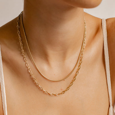 Textured Link Chain Necklace Gold