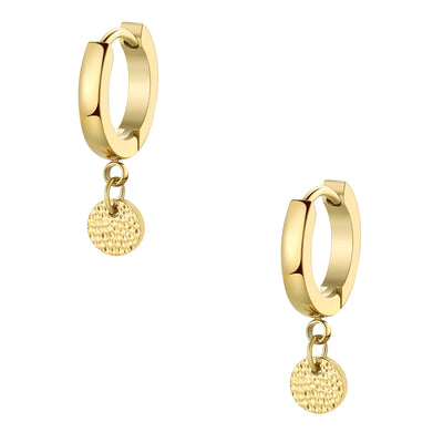 Textured Circle Hoop Earrings Gold