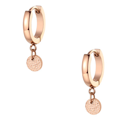 Textured Circle Hoop Earrings Rose Gold