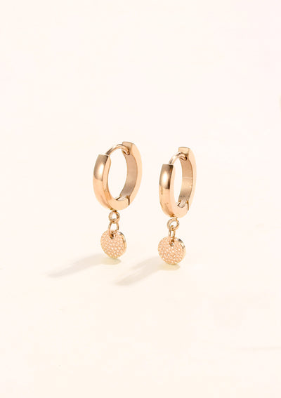 Textured Circle Hoop Earrings Rose Gold