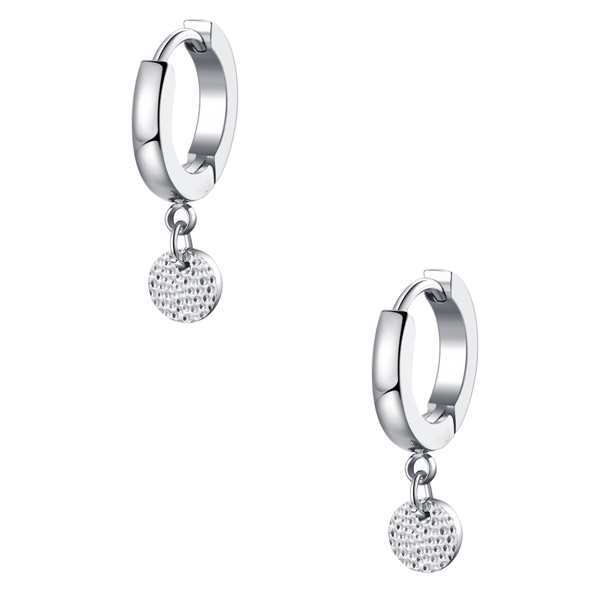 Textured Circle Hoop Earrings Silver