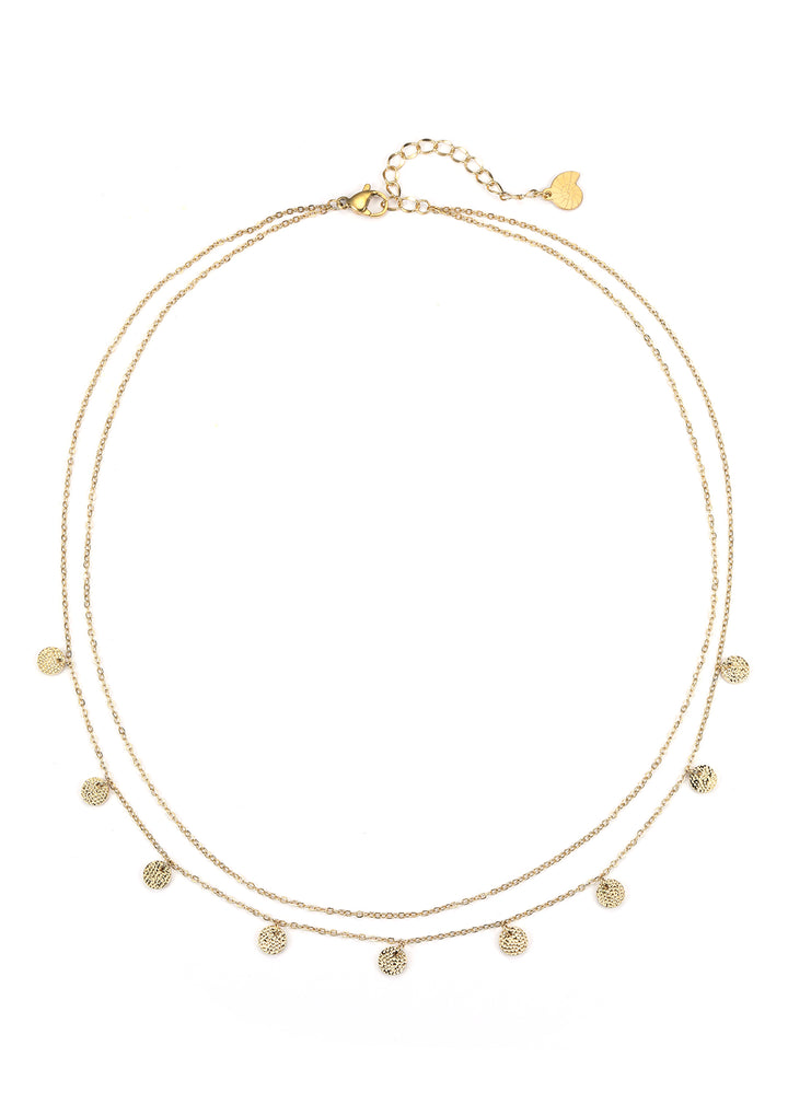 Collier Multi Rangs Cercle Texturé en Or