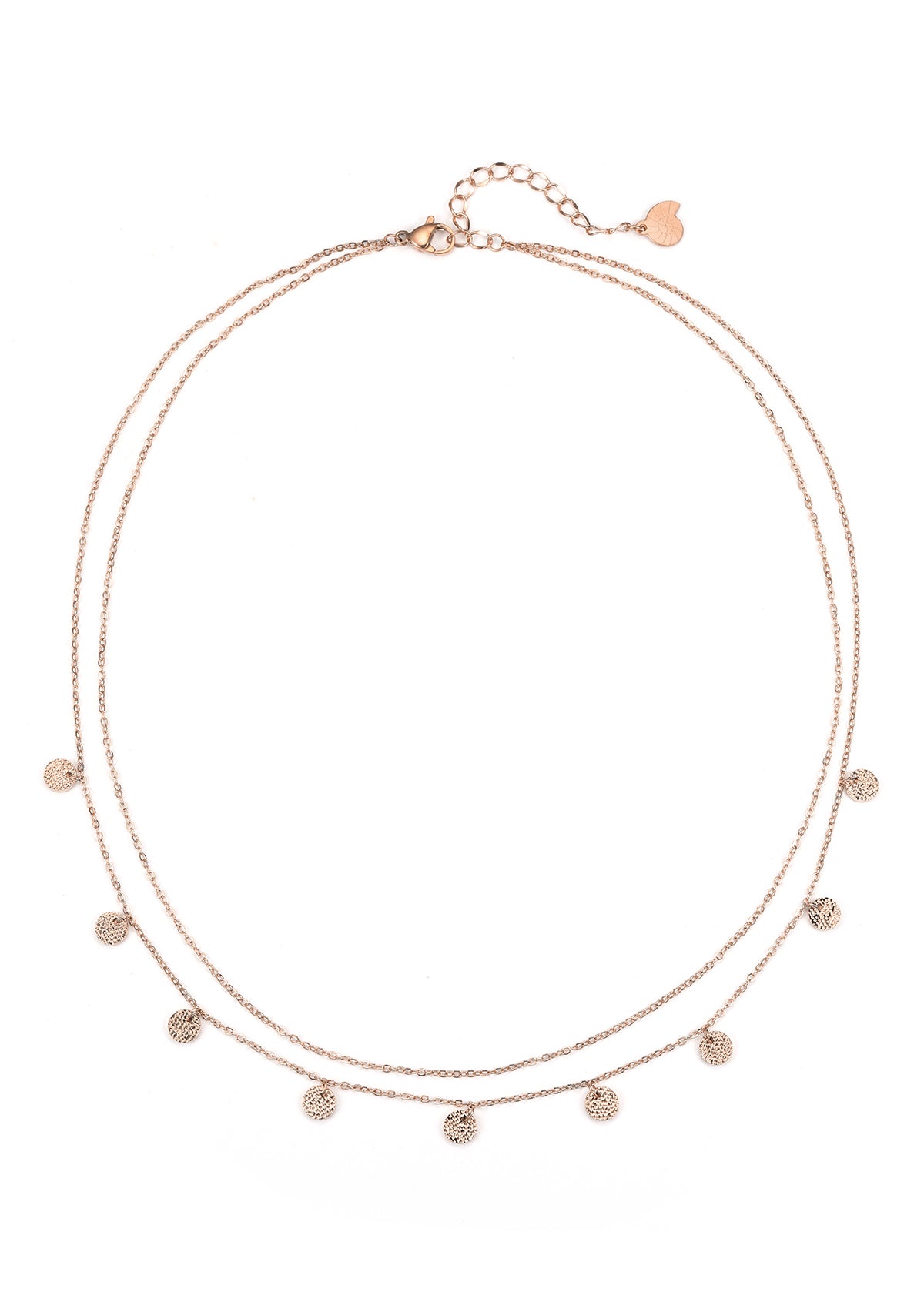 Collar a Capas con Círculo Texturizado en Oro Rosa