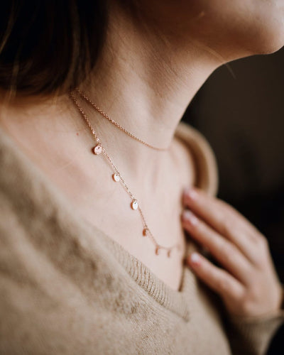 Textured Circle Layered Necklace Rose Gold