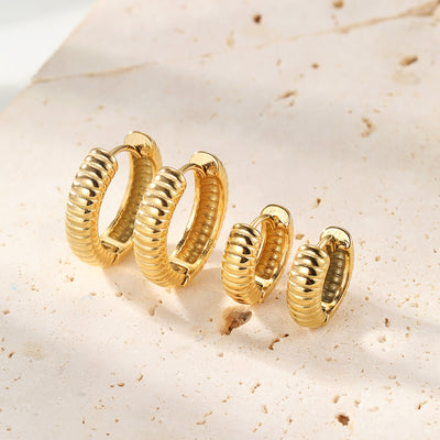 Textured Hoop Earrings Stainless Steel