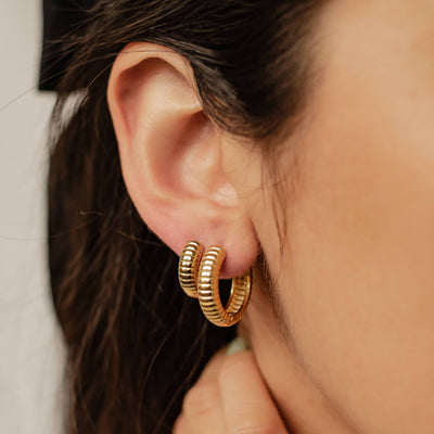 Textured Hoop Earrings Stainless Steel
