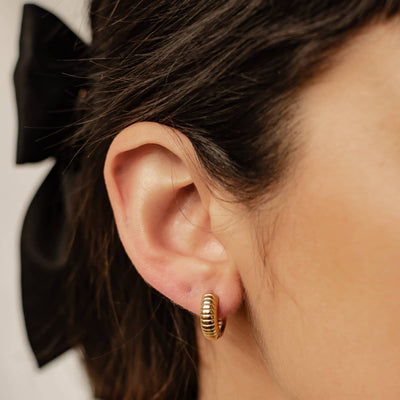 Textured Hoop Earrings Stainless Steel