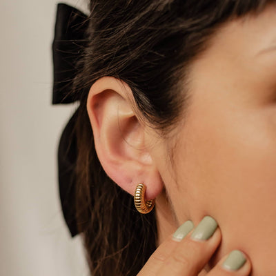 Textured Hoop Earrings Stainless Steel