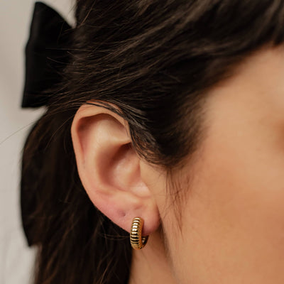 Textured Hoop Earrings Stainless Steel