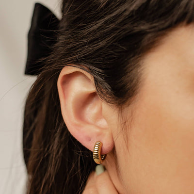 Textured Hoop Earrings Stainless Steel