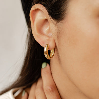 Textured Hoop Earrings Stainless Steel