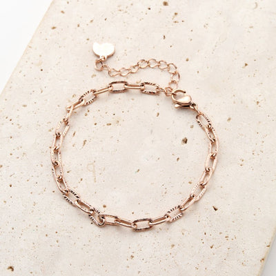 Textured Link Chain Bracelet Rose Gold