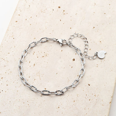 Bracelet Chaîne Liens de Textures en Argent