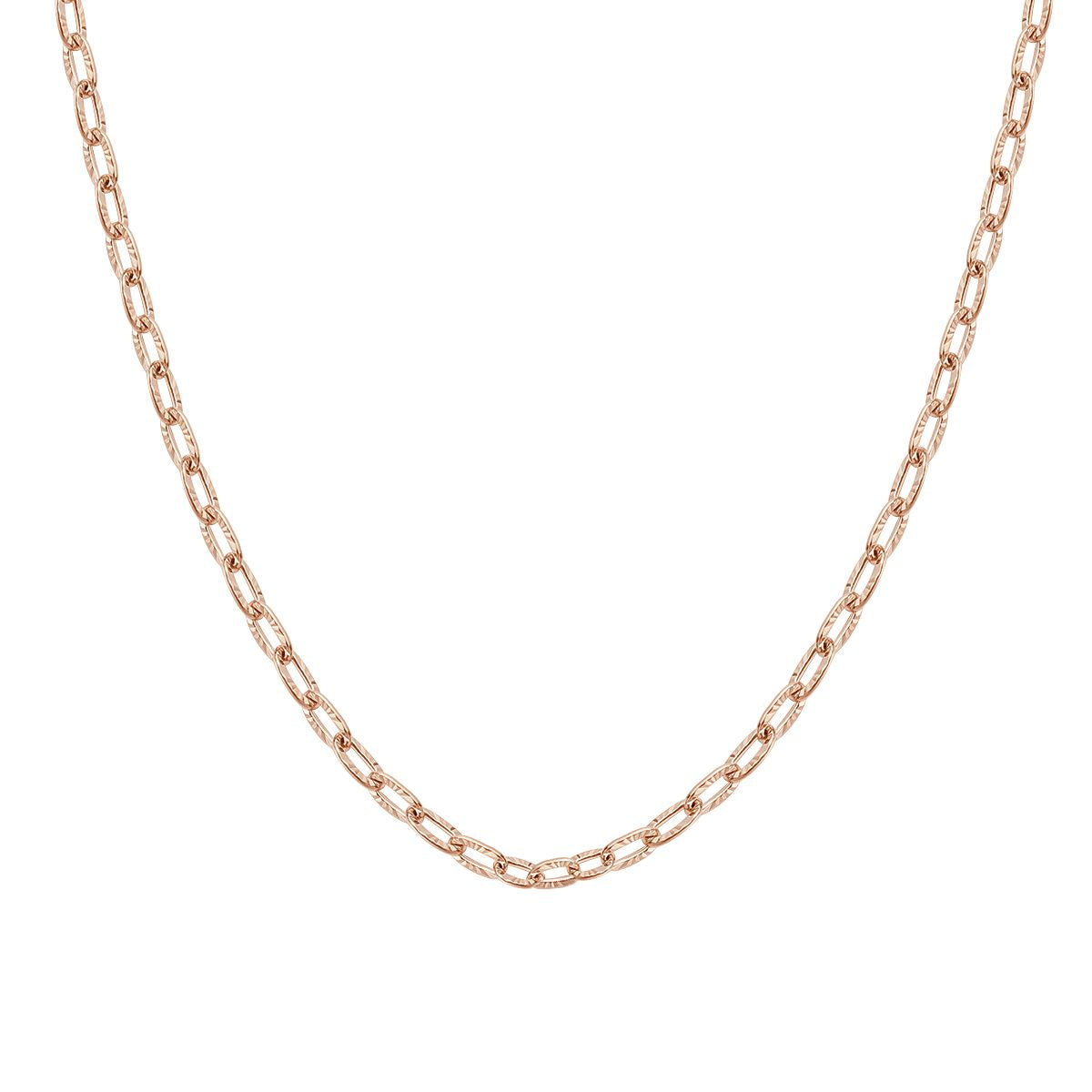 Collar Cadena Textura Eslabones en Oro Rosa