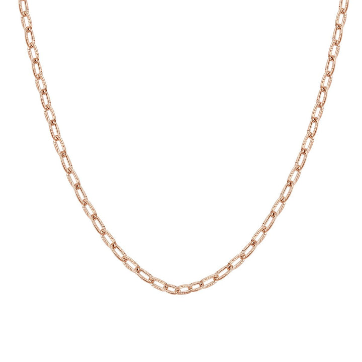 Collar Cadena Textura Eslabones en Oro Rosa