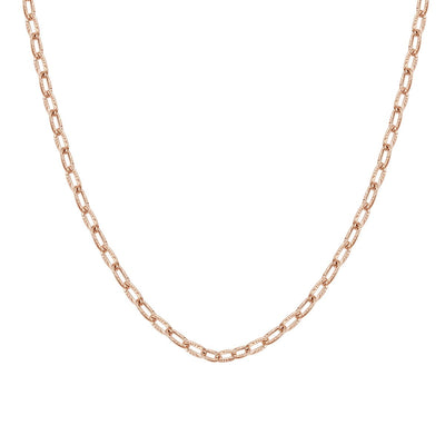 Textured Link Chain Necklace Rose Gold