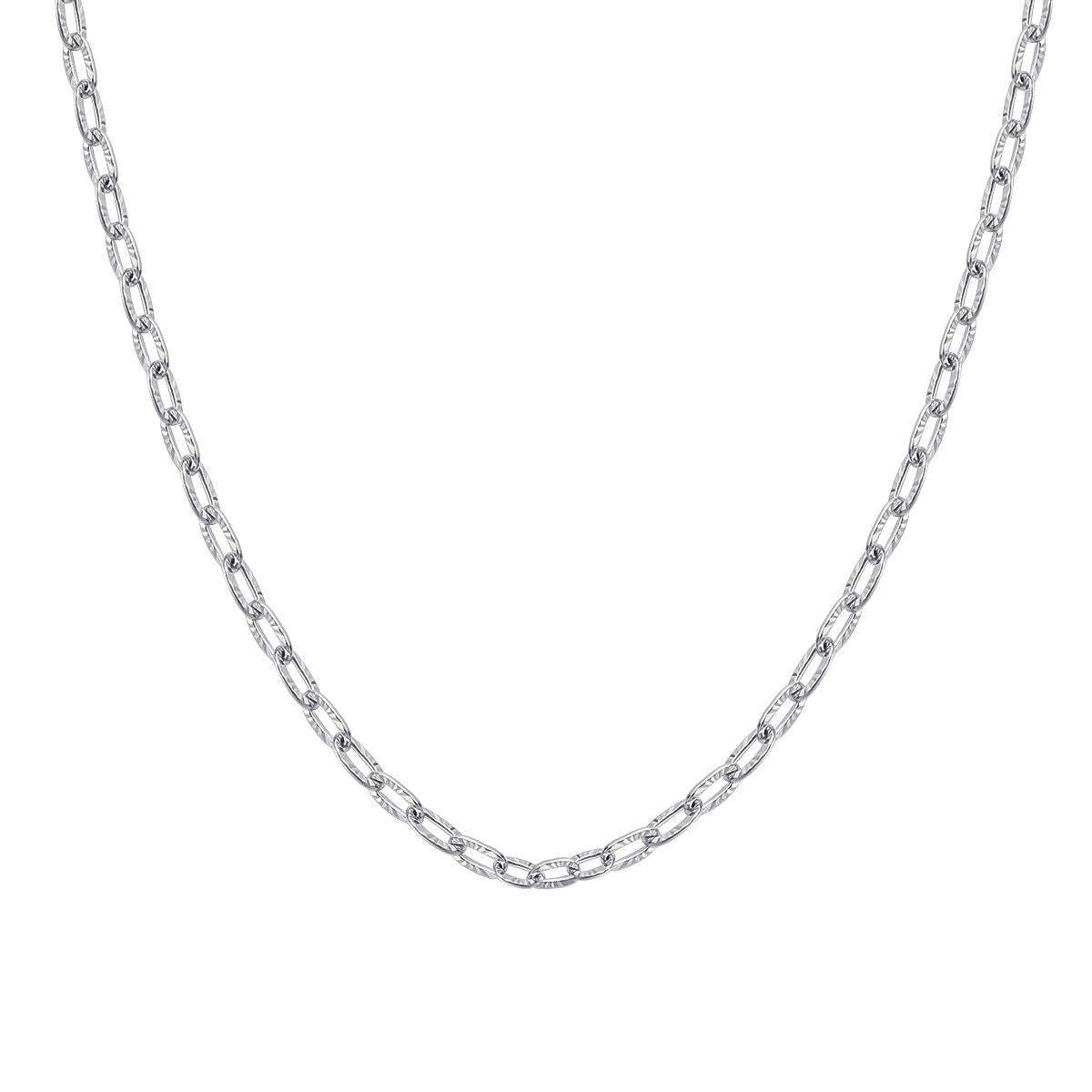 Textured Link Chain Necklace Silver