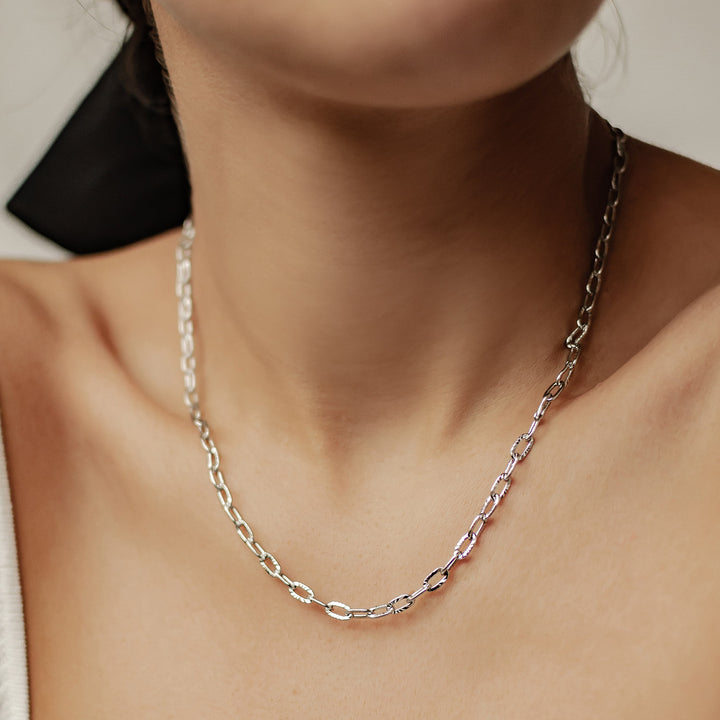 Strukturierte Gliederkette in Silber