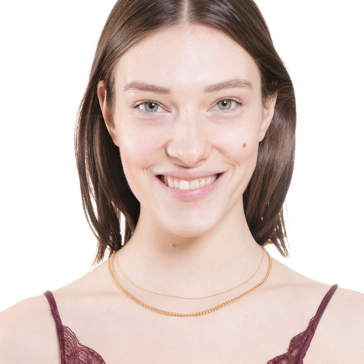 Thick Curb Chain Layered Necklace Gold
