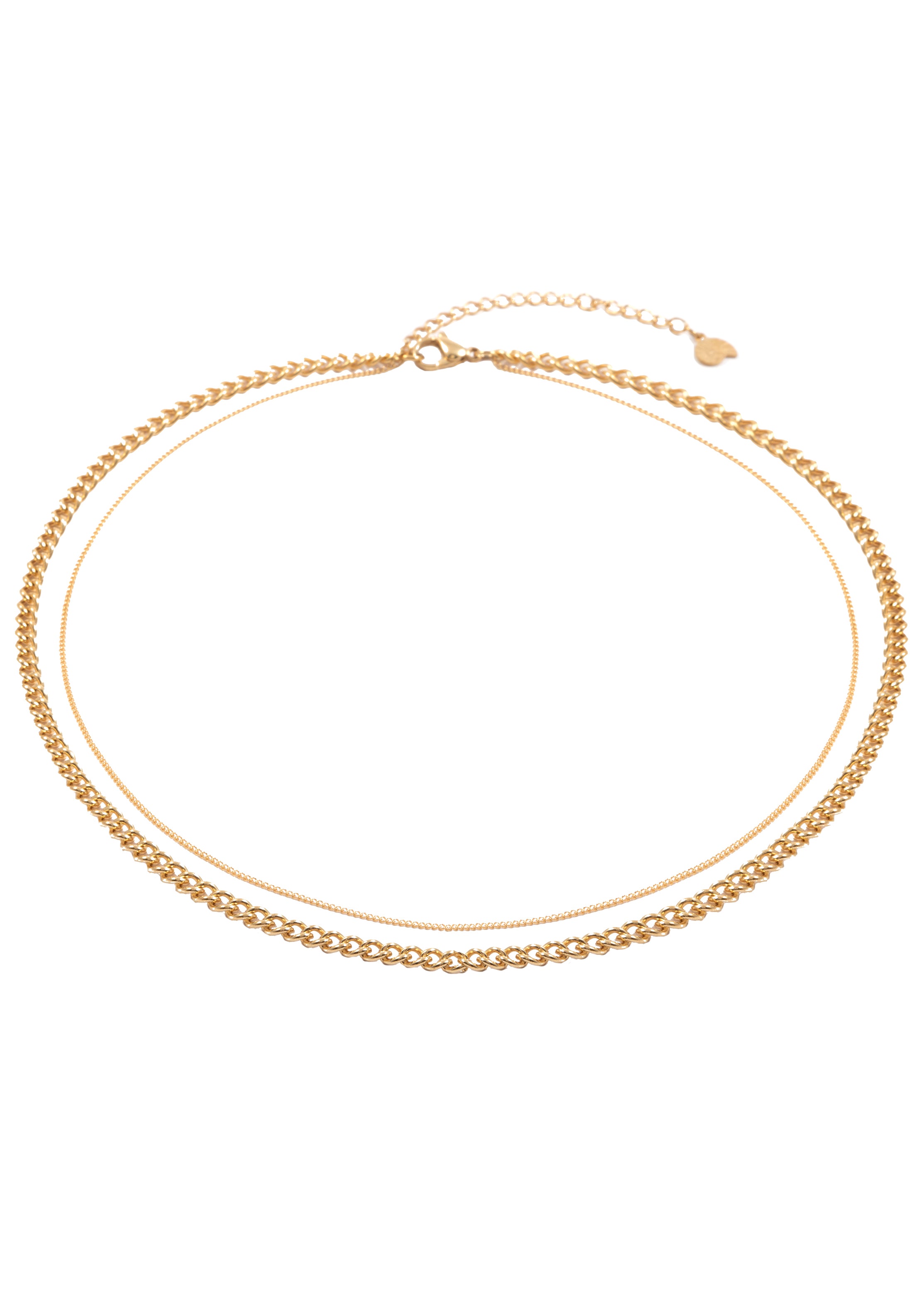 Thick Curb Chain Layered Necklace Gold