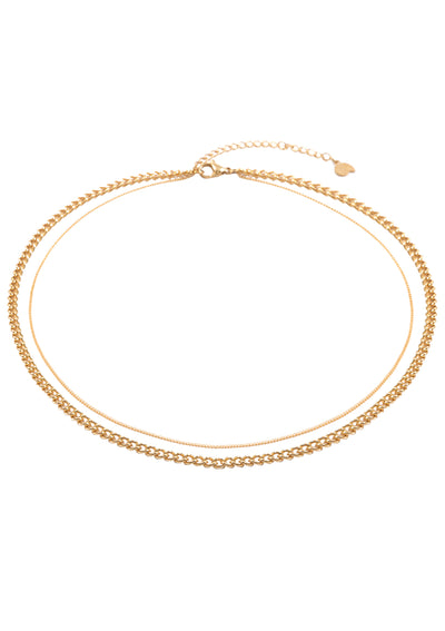 Thick Curb Chain Layered Necklace Gold