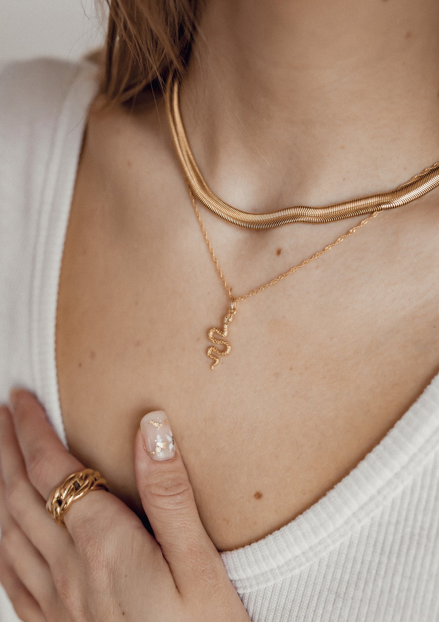 Thick Snake Chain Necklace Gold