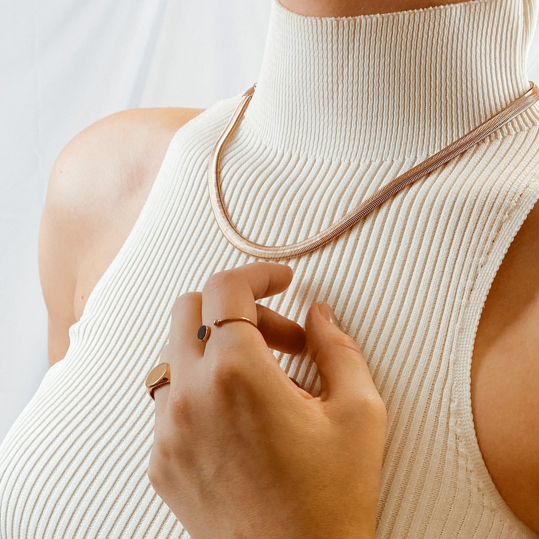 Thick Snake Chain Necklace Rose Gold Hey Happiness