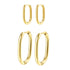 Thin Oval Hoop Earring Set Stainless Steel