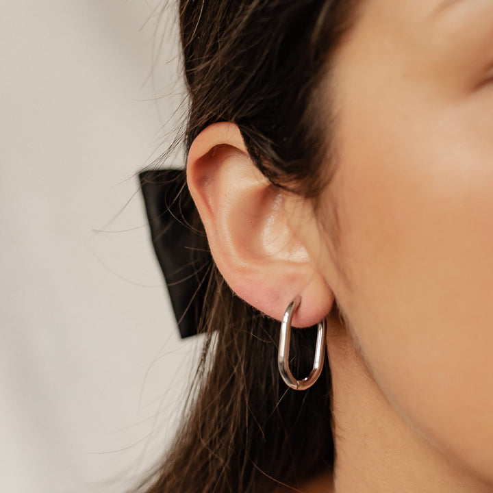 Thin Oval Hoop Earrings