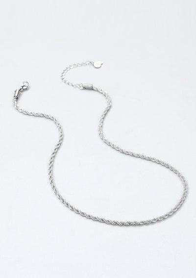 Thin Twist Chain Necklace Silver