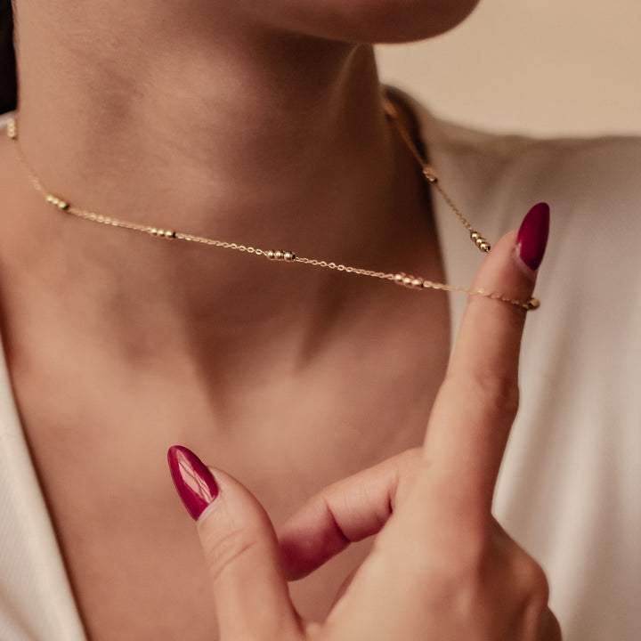 Three Satellite Chain Necklace Waterproof