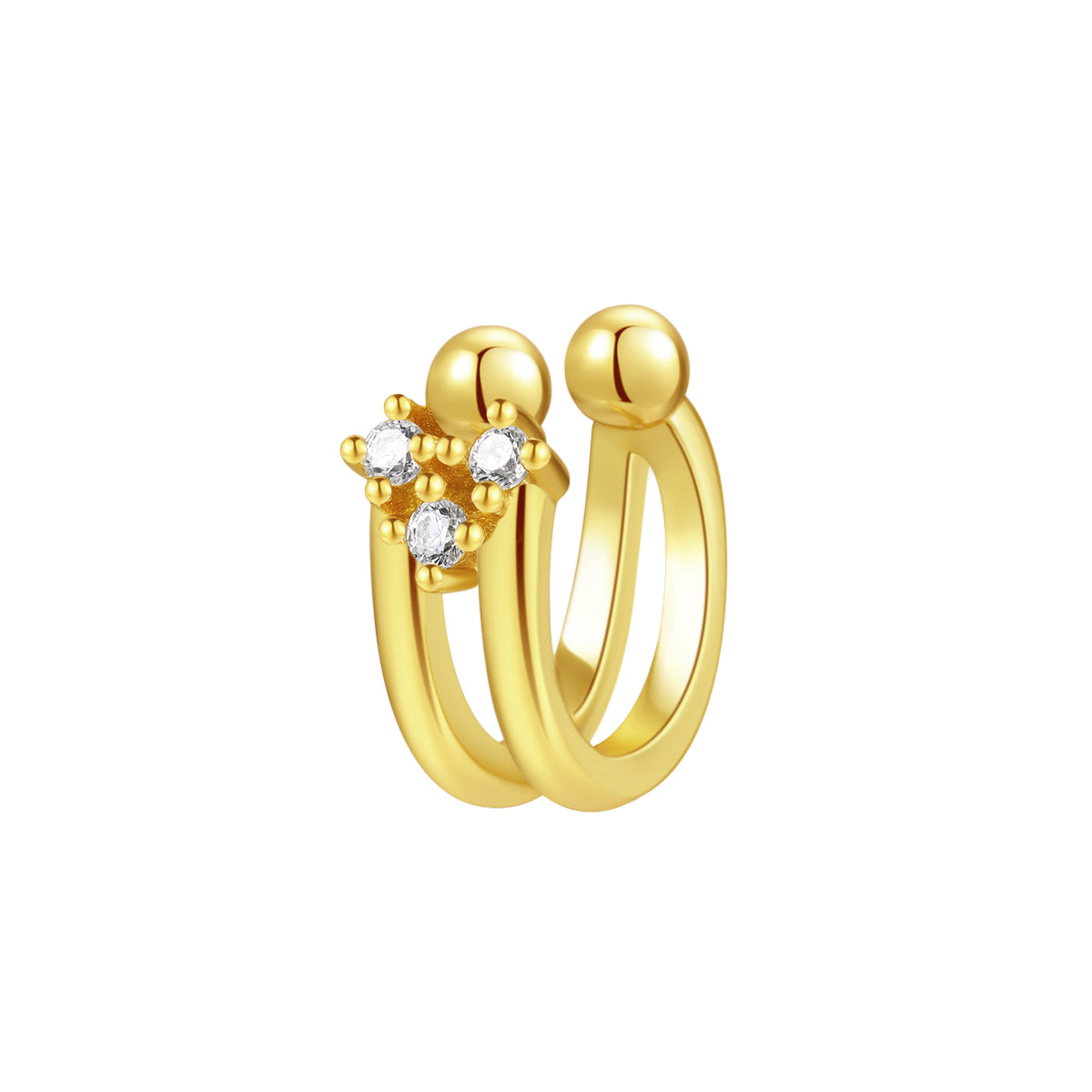 Ear Cuff Tres Estrellas Plata de Ley 925 en Oro