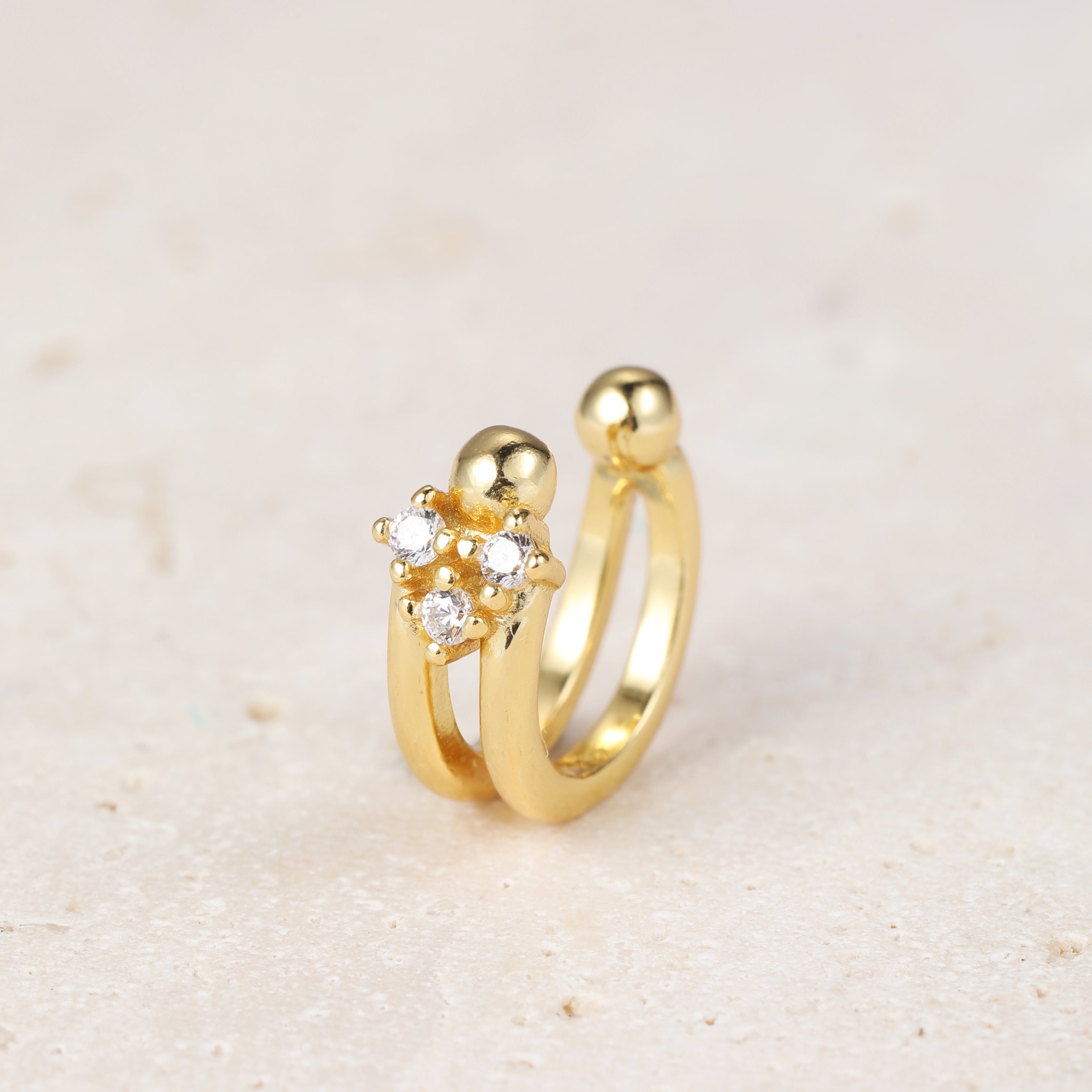 Drei Sterne Ear Cuff Sterlingsilber in Gold