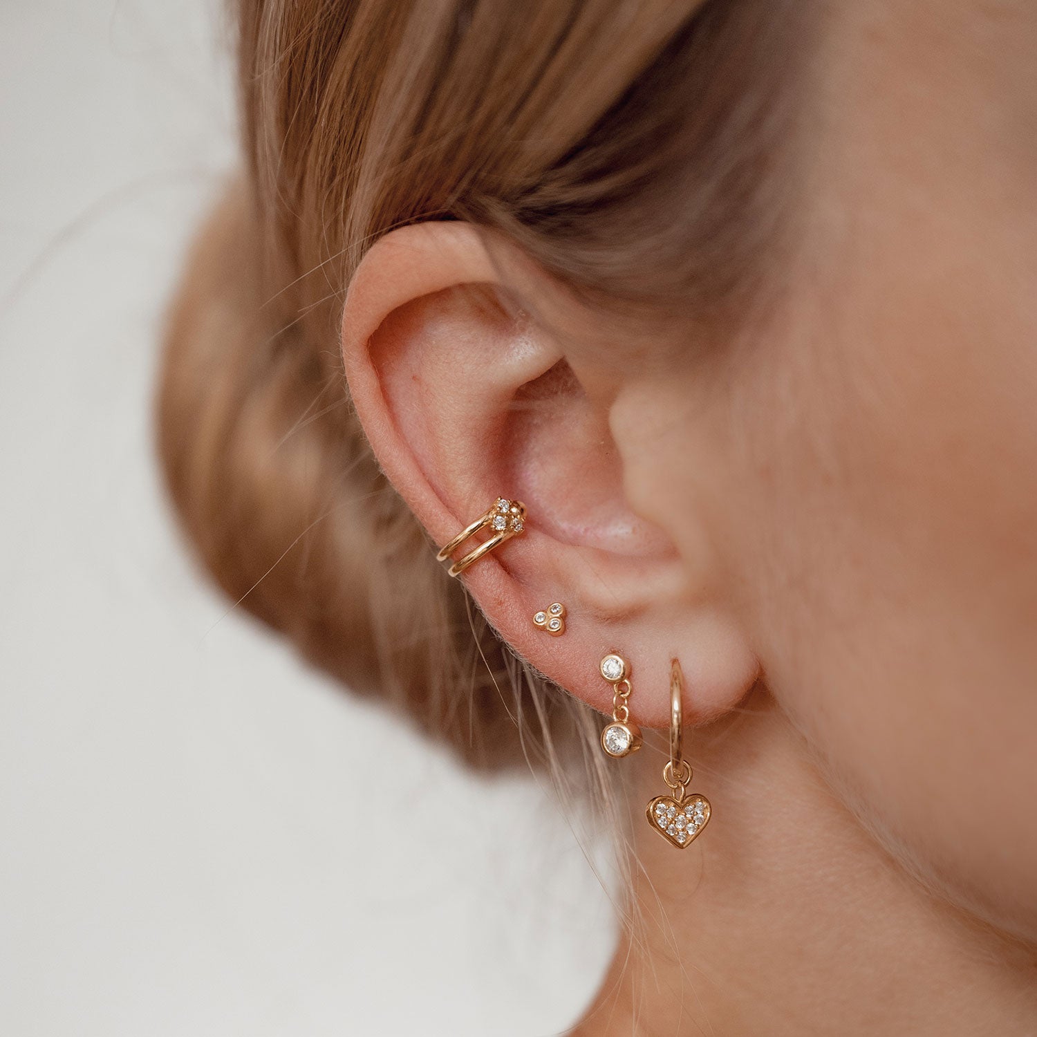 Drei Sterne Ear Cuff Sterlingsilber in Gold