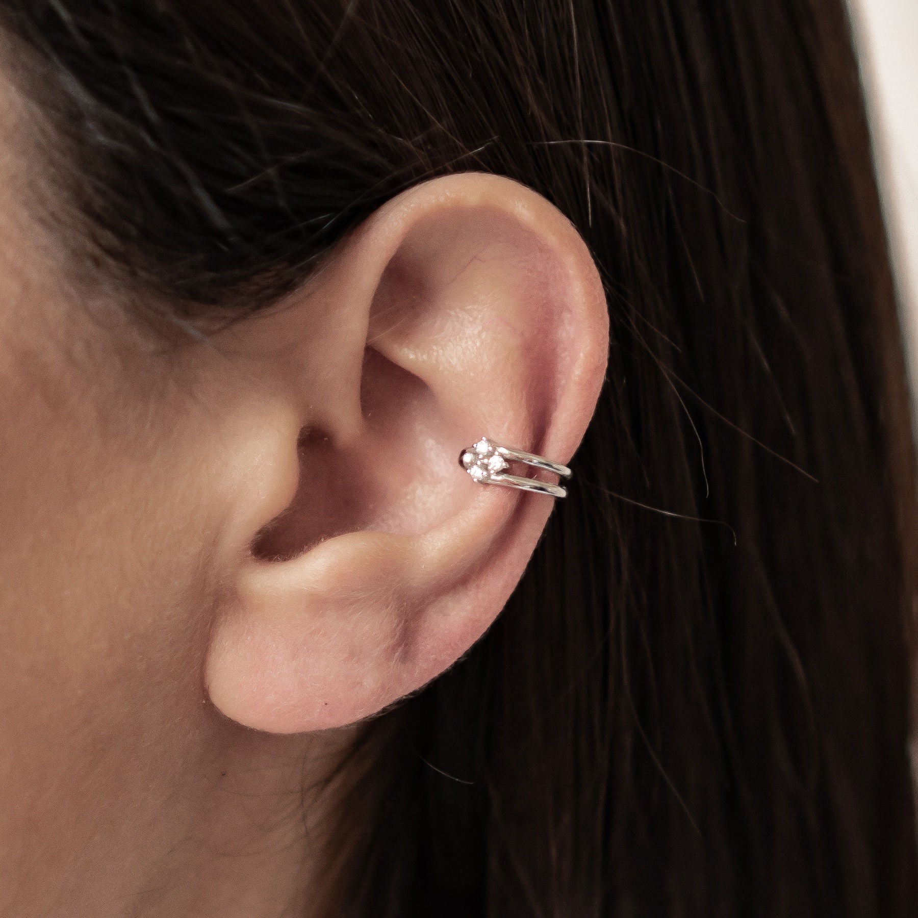 Three Star Ear Cuff Sterling Silver