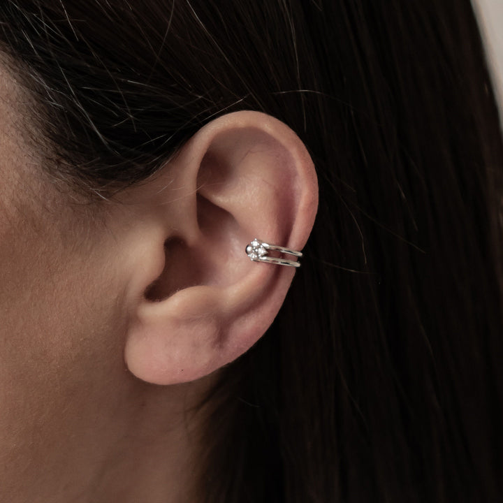 Three Star Ear Cuff Sterling Silver