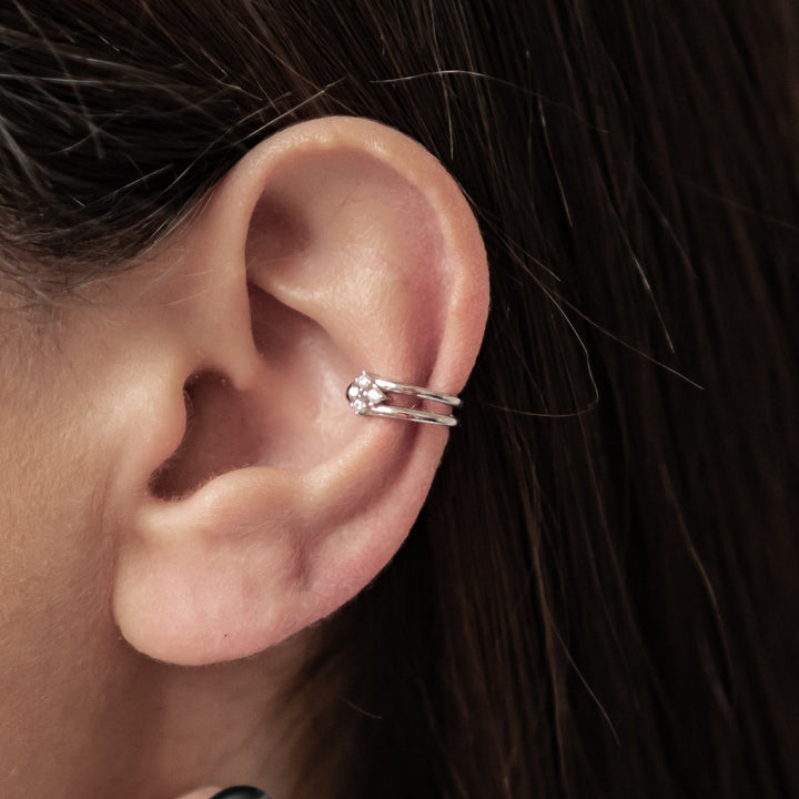 Three Star Ear Cuff Sterling Silver
