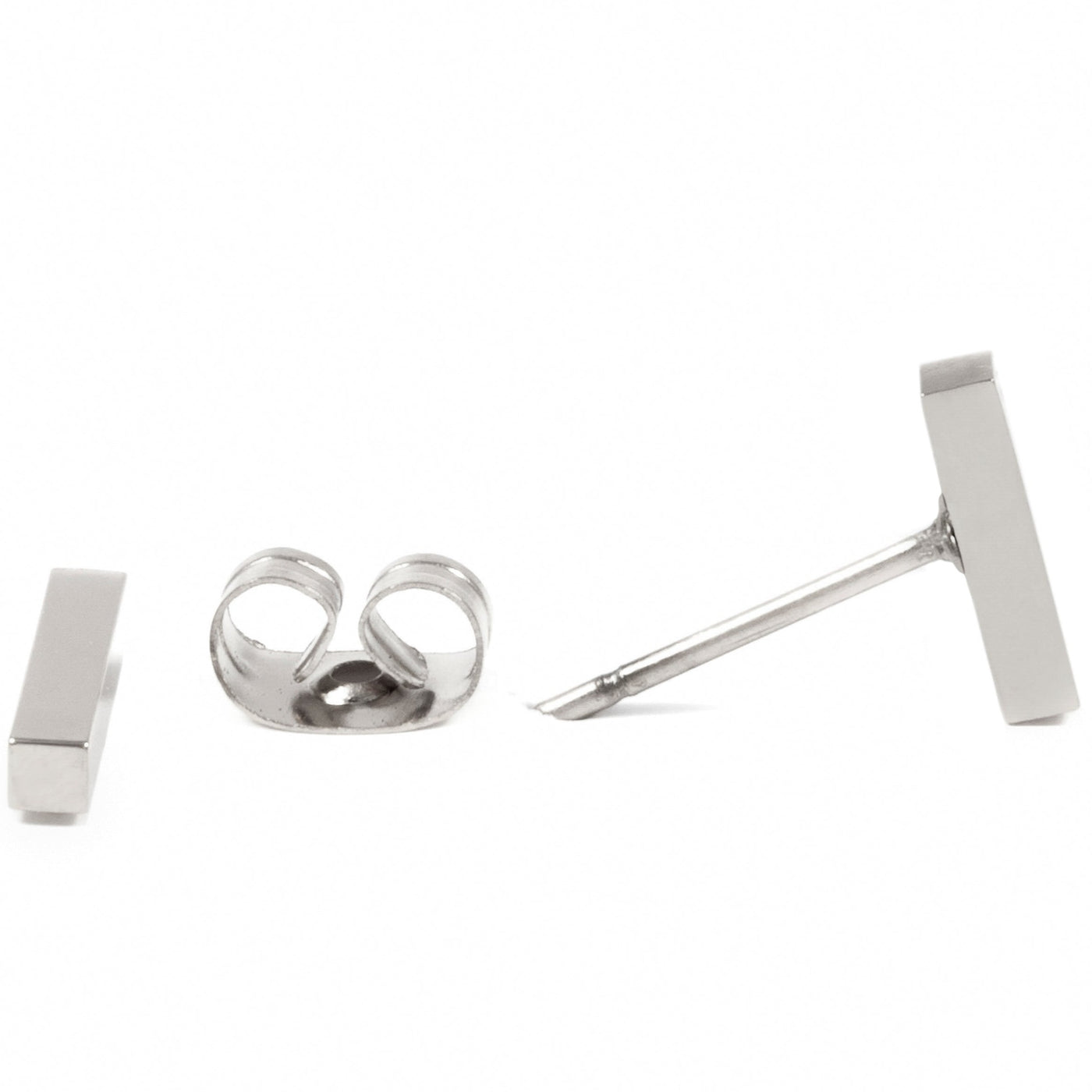 Tiny Bar Stud Earrings Silver