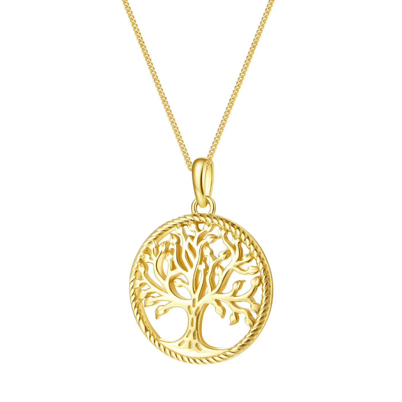 Tree of Life Pendant Necklace Sterling Silver Gold