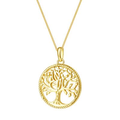 Collar Colgante Árbol de la Vida Plata de Ley 925 en Oro