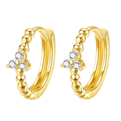 Trinity Huggie Hoop Earrings 14K Gold
