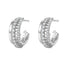 Triple Hoop Fan Gemstones Earrings Sterling Silver