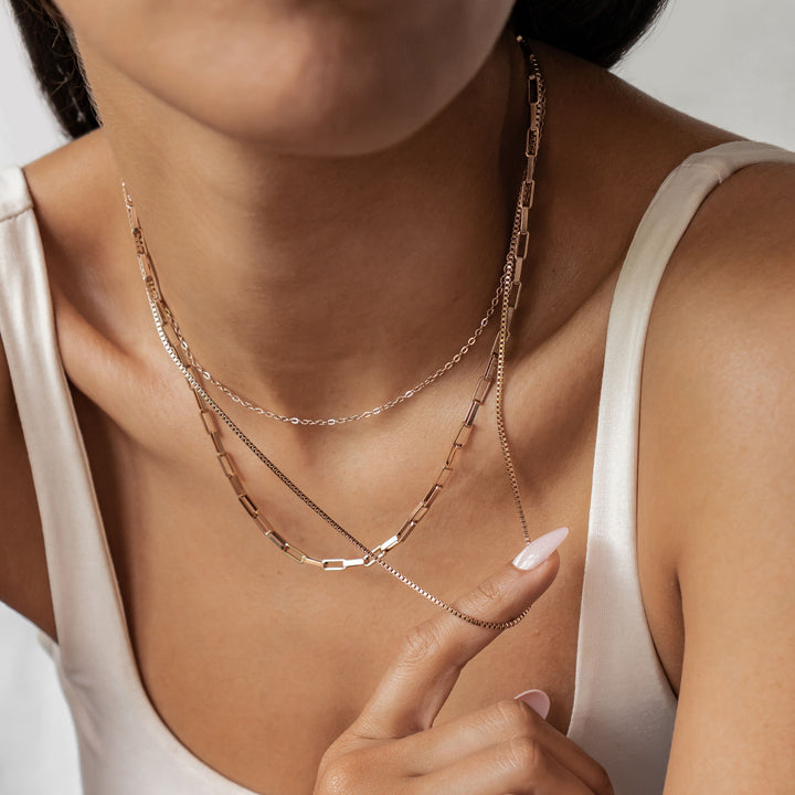 Triple Layer Geometric Chain Necklace Waterproof