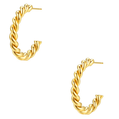 Twisted Rope Hoop Earrings Gold