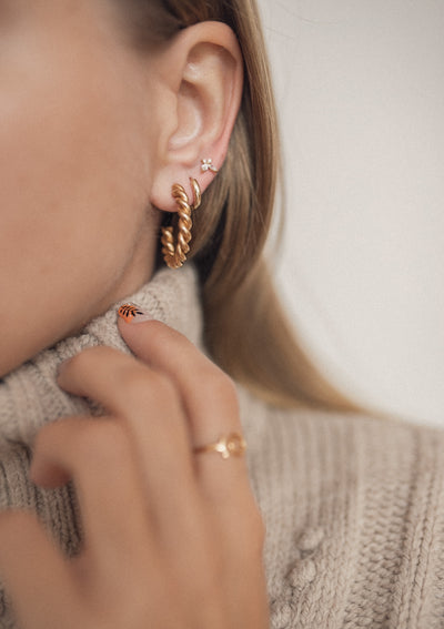 Twisted Rope Hoop Earrings Gold