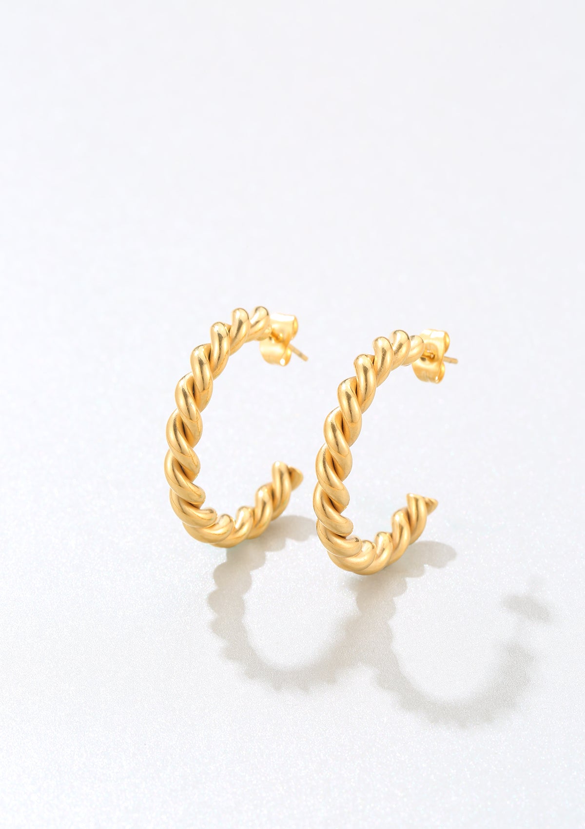 Twisted Rope Hoop Earrings Gold